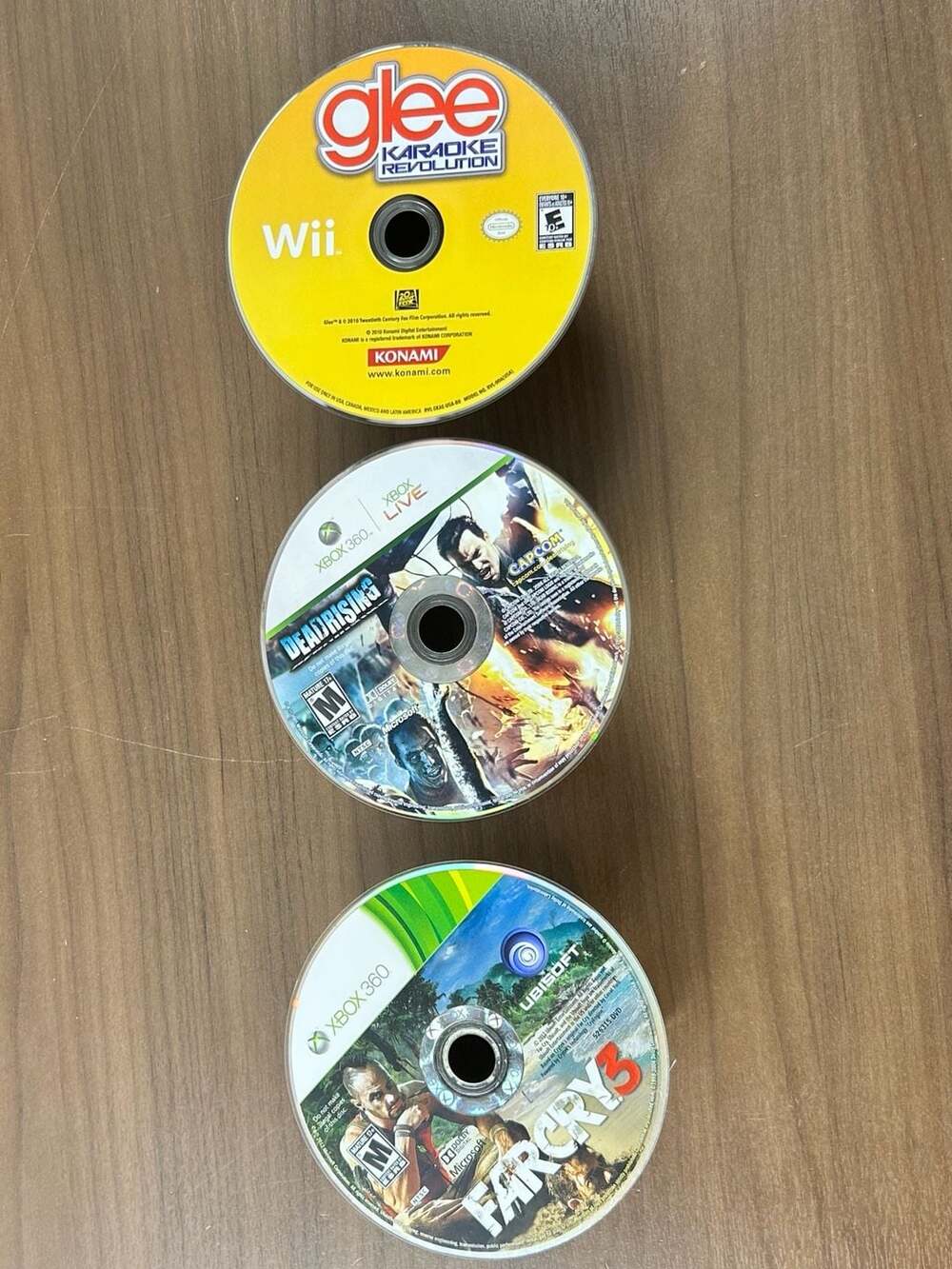 Xbox 360 Wii 3 Game Lot Far Cry 3 Dead Rising Glee Karaoke Disc Only Untested